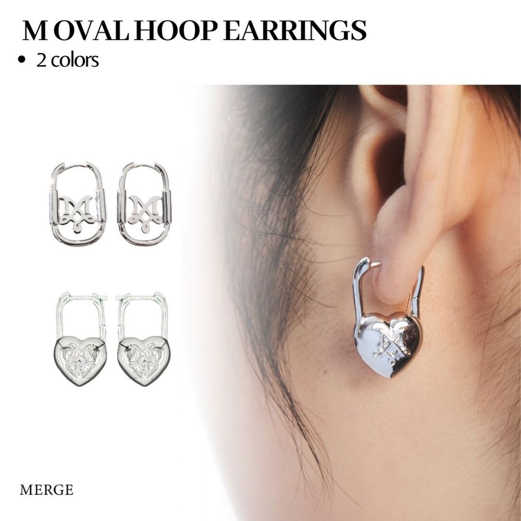 Merge Official - M Oval Hoop Earrings (พร้อมส่ง)