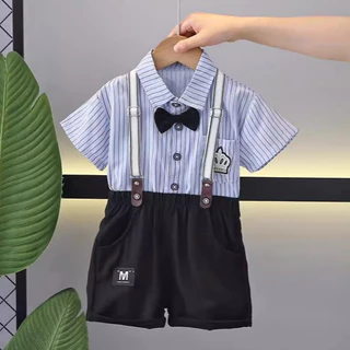 Babyonline(Y518)2K6 (ส่งด่วน1วัน)ชุดเอี๊ยมเสื้อแขนสั้นกางเกงขาสั้น สำหรับเด็กผู้ชายระบายอากาศได้ดี