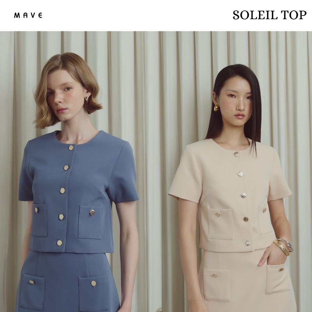 MAVE เสื้อ รุ่น Soleil top สี LAKE BLUE,BEIGE