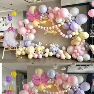 สีพาสเทลหวานแหววน่ารักสุดๆ ลูกโป่งมาการอง ลูกโป่งตกแต่ง Balloon HBD อุปกรณ์ปาร์ตี้ พาสเทล ลูกโป่งยาง 10 นิ้ว (10 ชิ้น)