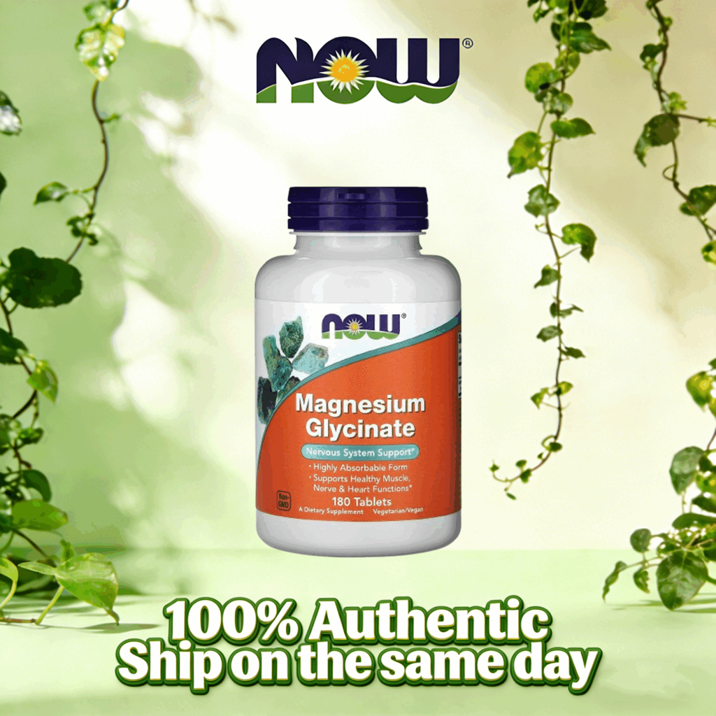 [พร้อมจัดส่ง] Now Foods Magnesium Glycinate 180 Tablets ดูแลสุขภาพช่วงพักผ่อน ส่วนช่วยในการทำงานร่างกาย