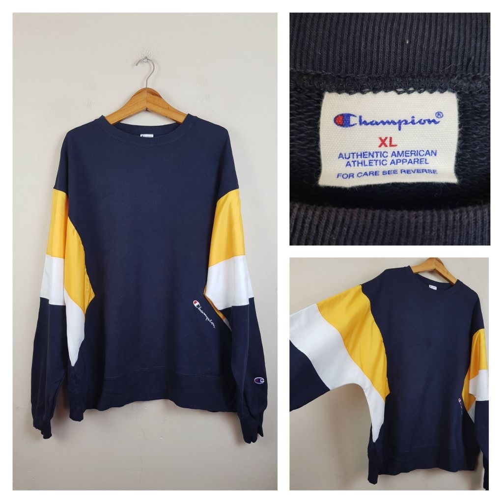 CHAMPION Vintage 90's Style Color Block Sweatshirt XL