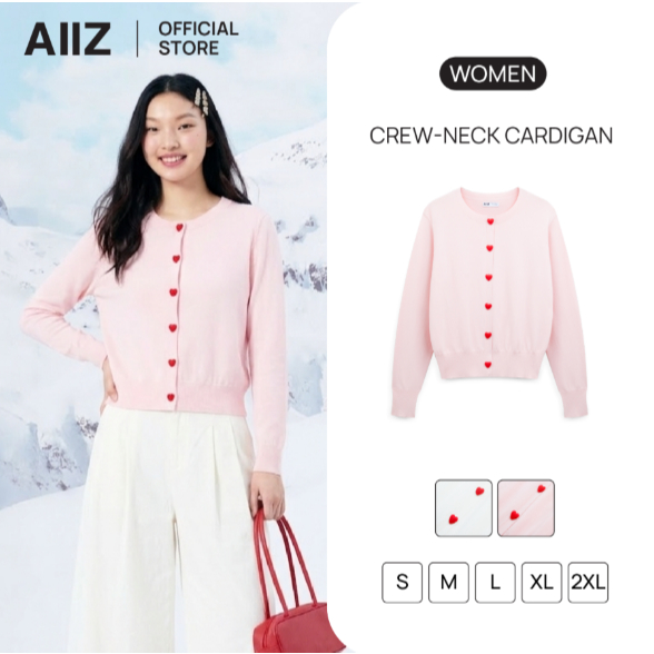 AIIZ เสื้อคาร์ดิแกนผู้หญิงคอกลม AIIZ Women's Crew-Neck Cardigan