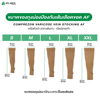 ถุงน่องป้องกันเส้นเลือดขอด AF ระดับ2 *วัดไซส์ก่อนสั่งซื้อ เส้นเลือดขอด ปวดขา คลายปวดเมื่อยล้า ไม่ม้วน สีเนื้อ 1 คู่