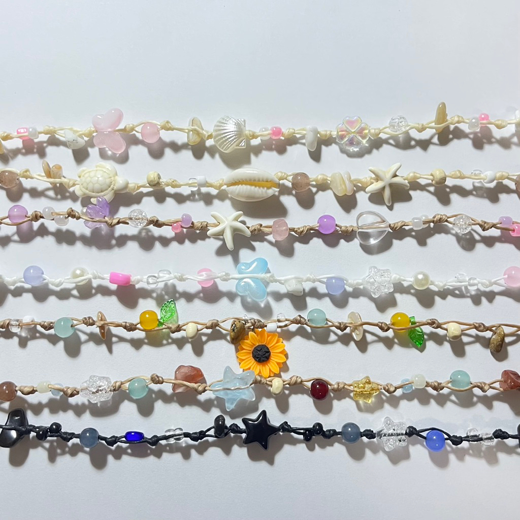 🆕‼️สร้อยคอเชือกเทียน สร้อยคอลูกปัดหิน (📍จัดส่งภายใน2วัน) 💍แถมแหวนทุกออเดอร์‼️