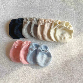 ถุงเท้าผ้าฝ้าย กันลื่น สีพื้น สําหรับเด็กทารก