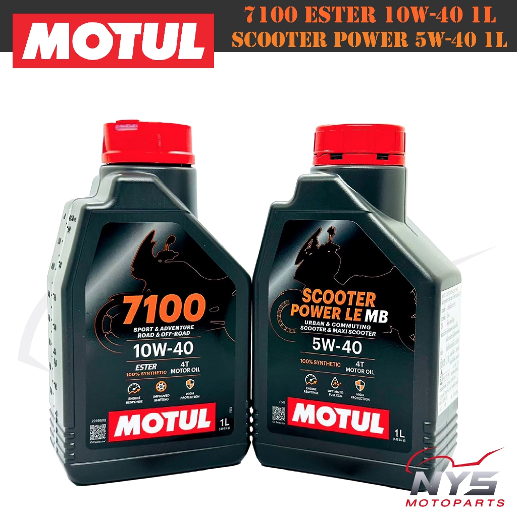 น้ำมันเครื่องMOTUL 7100 ESTER 10W-40/SCOOTER POWER LE MB 5W-40ขนาด1L โมตุลสังเคราะห์แท้100% Syntheti
