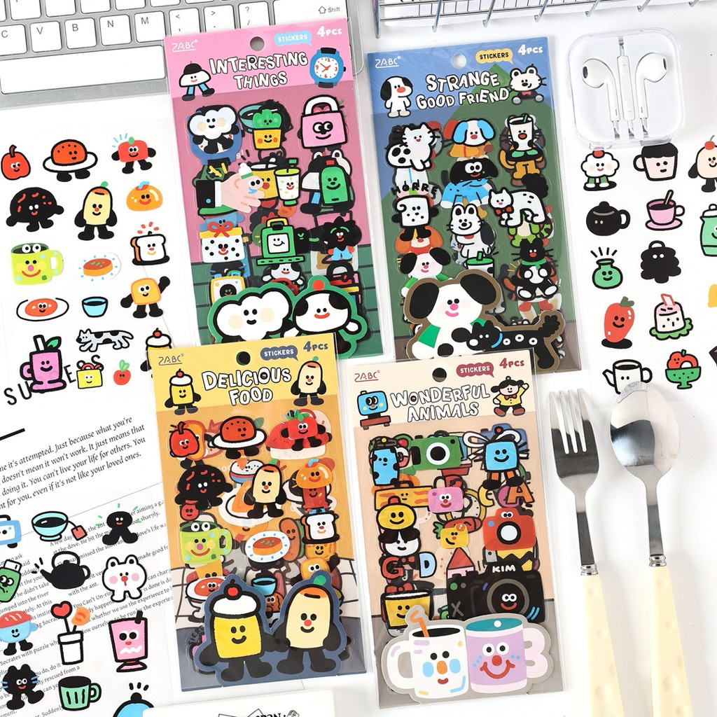 <พร้อมส่ง> #Link1 สติ๊กเกอร์ใส PET 4แผ่น | 50+ลาย | ลายเท่ๆ การ์ตูน แมวเหมี๊ยว ตกแต่ง น่ารัก เครื่องเขียน