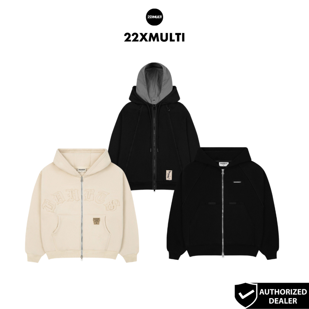 BADHABITS - NON STANDARD LAYER ZIP HOODIE/ S-ON THE GO HOODIE ZIP/ WARU HOODIE