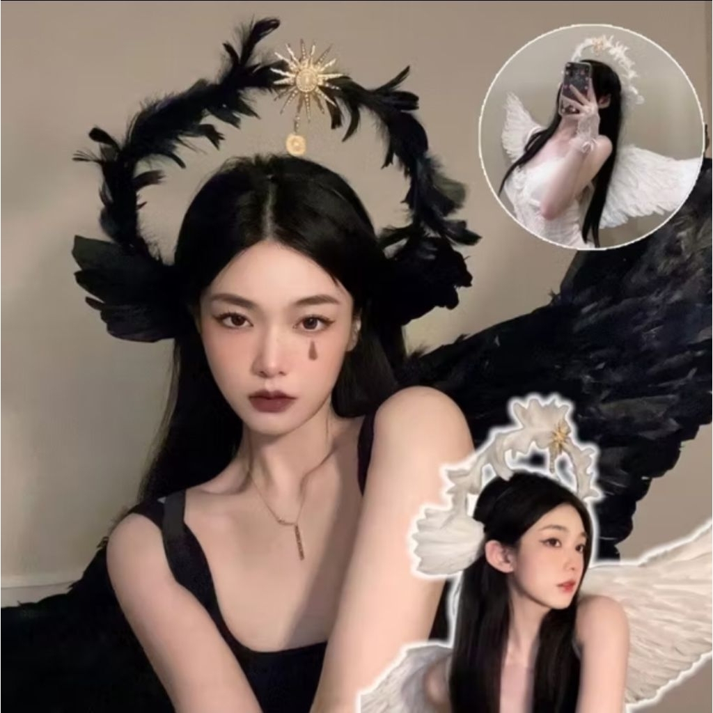 คาดผมนางฟ้า นางฟ้า ประดับขนนก สวยใหญ่อลังการมากๆคะ คอสเพลย์ ฮาโลวีน เฉพาะที่คาดผม สินค้าพร้อมส่งในไทยจ้า