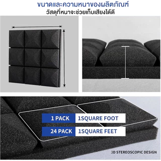 แผ่นซับเสียงกาวในตัว ฟองน้ำซับเสียง ขนาด 30*30 ที่เก็บเสียงห้อง ติดผนังเเบบ กันความร้อน ติดตั้งง่าย