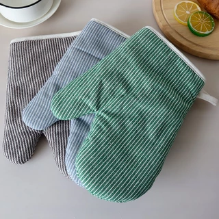 พร้อมส่ง ถุงมือไมโครเวฟ กันความร้อน ผ้าคอตตอน ลายทาง ถุงมือจับของร้อน สำหรับเตาอบและห้องครัว