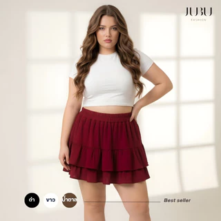 JUBUFASHION กระโปรงกางเกงผ้าทอฟฟี่ สาวอวบ เอวยางยืด เอวสูงเก็บพุง ซับในกางเกง เอว30-48นิ้ว #568
