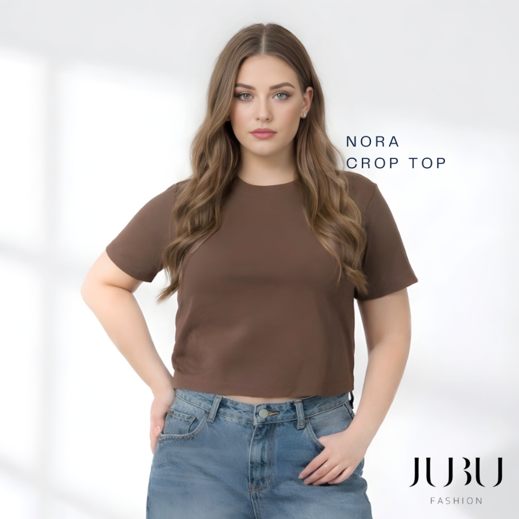 JUBUFASHION เสื้อยืดคอกลม เสื้อสาวอวบ baby tee ผ้ายูนิโคล ผ้านิ่ม อก 36-46 นิ้ว ส่งด่วน#590
