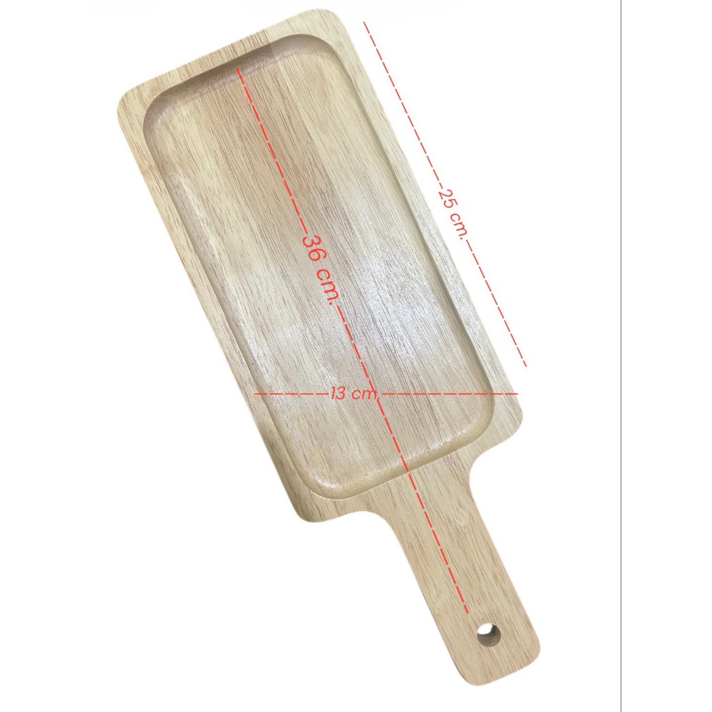 เขียงไม้ rubber wood cutting board size : 17cm x 32.8cm x หนา 1cm (handle include 9.8cm) 빵도마