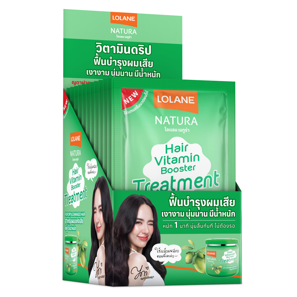 Lolane Natura Hair Treatment for dry & damaged jojoba oil &silk protein +biotin โลแลน เนทูร่า แฮร์ ทรีทเม้นท์(ซองเขียว)
