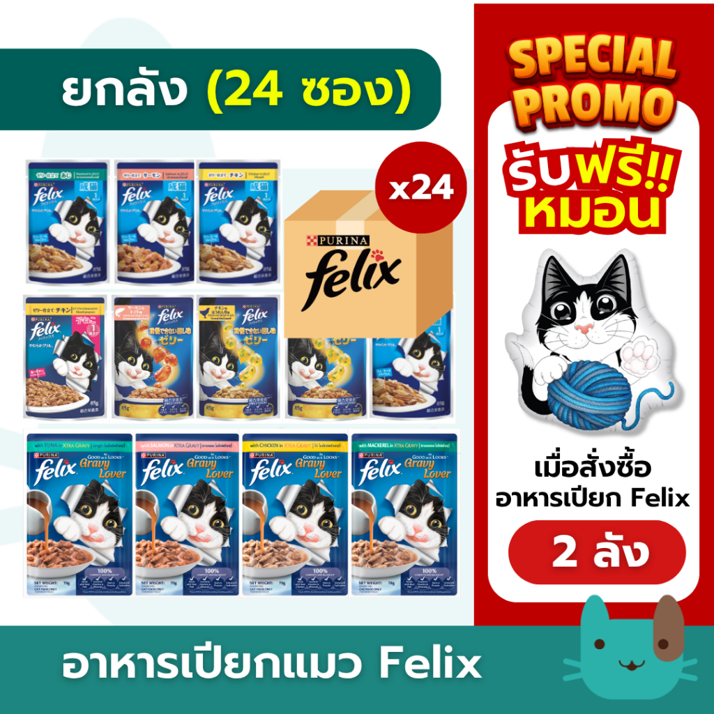 ยกลัง Purina Felix (24ซอง) อาหารเปียกแมว เฟลิกซ์