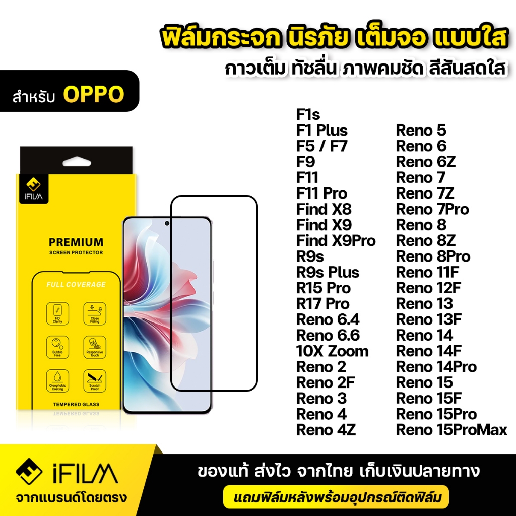 iFILM ฟิล์มกระจก นิรภัย For OPPO Reno13 13F Reno 14 Pro 14F 15 15Pro Max Find X9 Pro เต็มจอ เต็มกาว ใส ฟิล์ม กันกระแทก