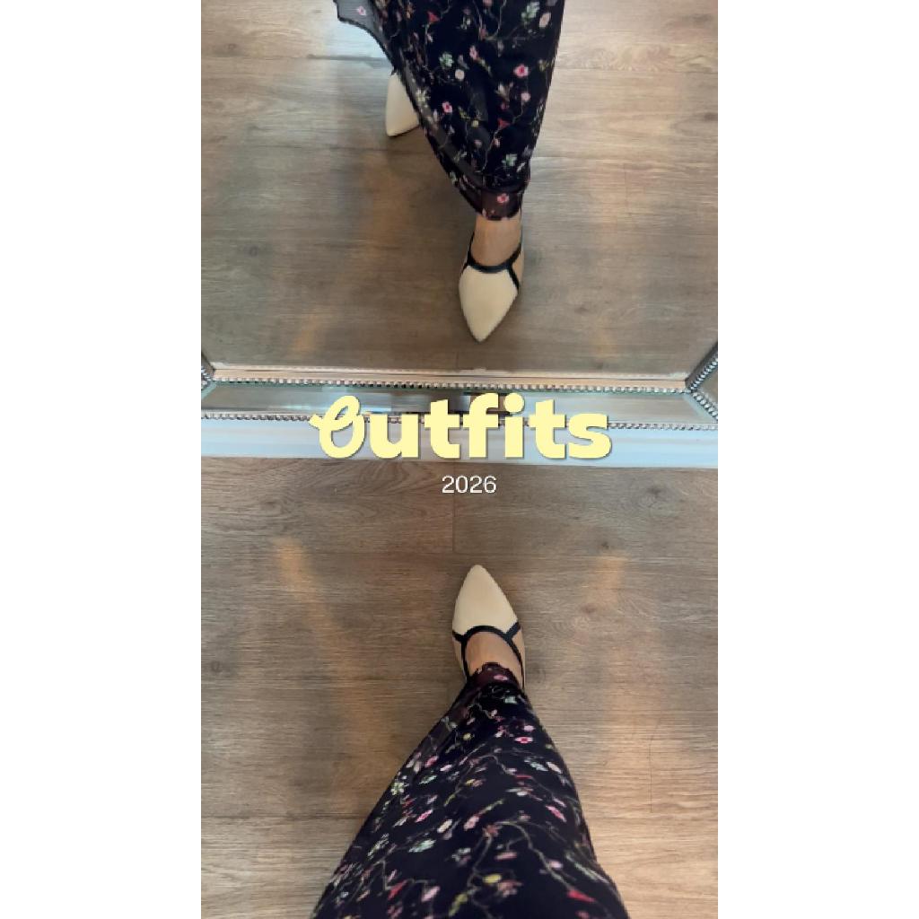 งานพรีเมี่ยม รองเท้าส้นสูง 2 นิ้ว หัวแหลมเปิดส้น ด้านข้างสลับสี PU อย่างดี พื้นรองเท้ามีตัวรับเท้า