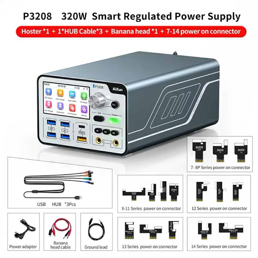 อะแดปเตอร์แปลงไฟอัจฉริยะAIXUN P3208 320W 7-16pm ปรับได้ สำหรับโทรศัพท์รองรับโปรโตคอลการชาร์จเร็ว PD/