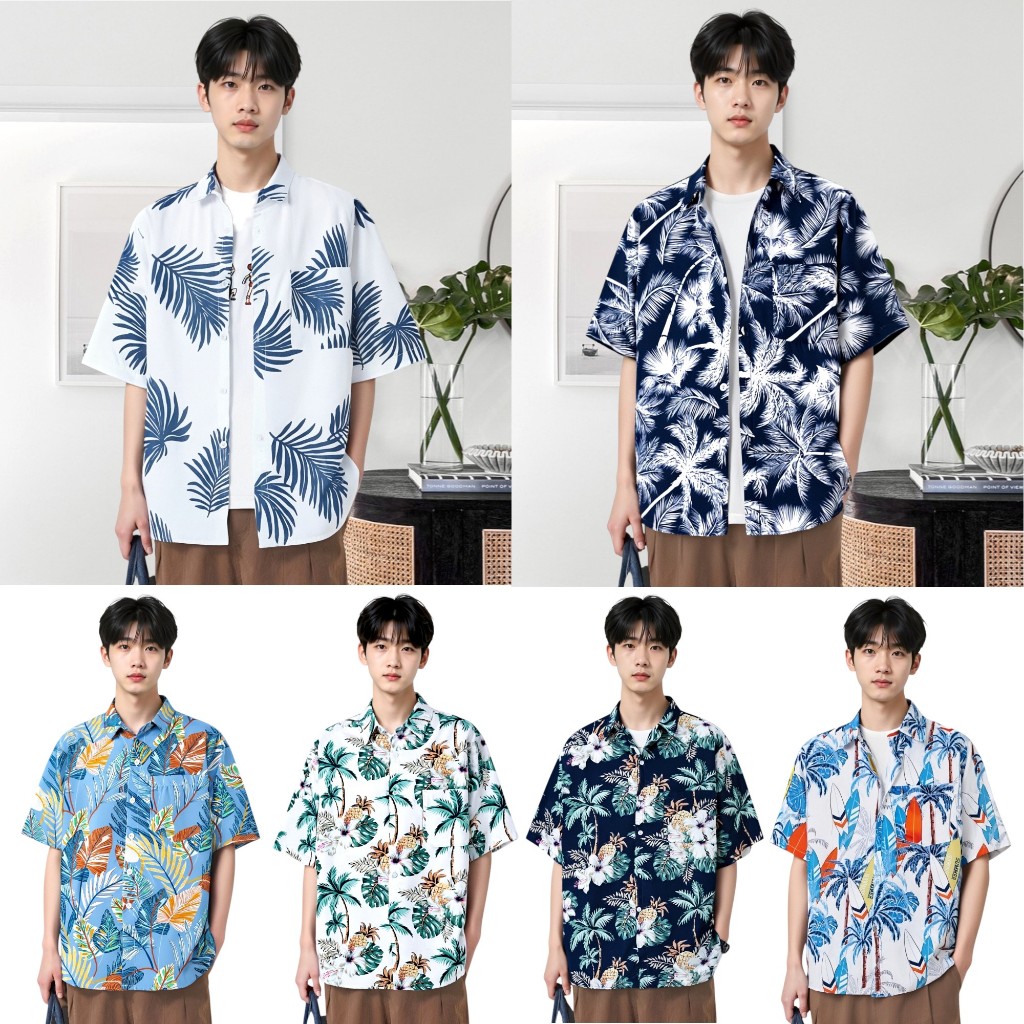 เสื้อฮาวายลายใหม่2026 เสื้อเชิ้ตสงกรานต์ลายดอก ผ้าดีไม่ร้อนใส่ได้ชายและหญิง  Hawaii
