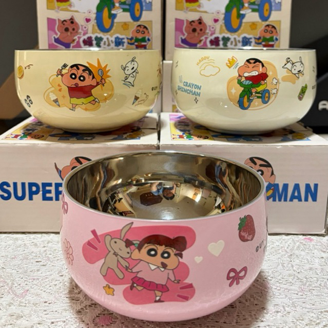 พร้อมส่ง   ถ้วยชินจัง ของแท้ ชามสแตนเลส เครยอนชินจังชามการ์ตูน, ชามสลัดเด็กทรงกลมขนาด 500 มล. ใช้ในครัวเรือน – โปรปัง