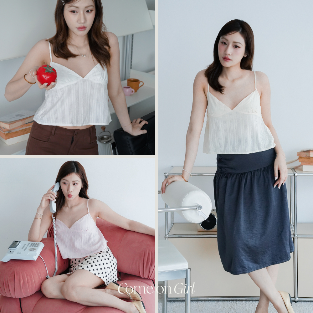 Come on Girl – Hey Bebe Cami Top เสื้อสายเดี่ยวผู้หญิง สายปรับได้ สม็อคหลัง