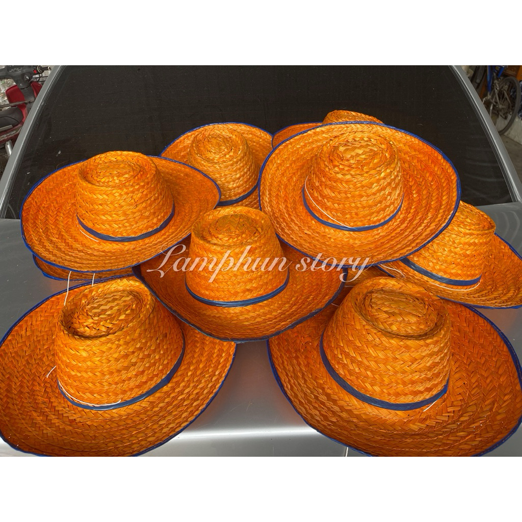 หมวกสานย้อมสี หลังเต่าย้อมสี 4 นิ้ว ชุด