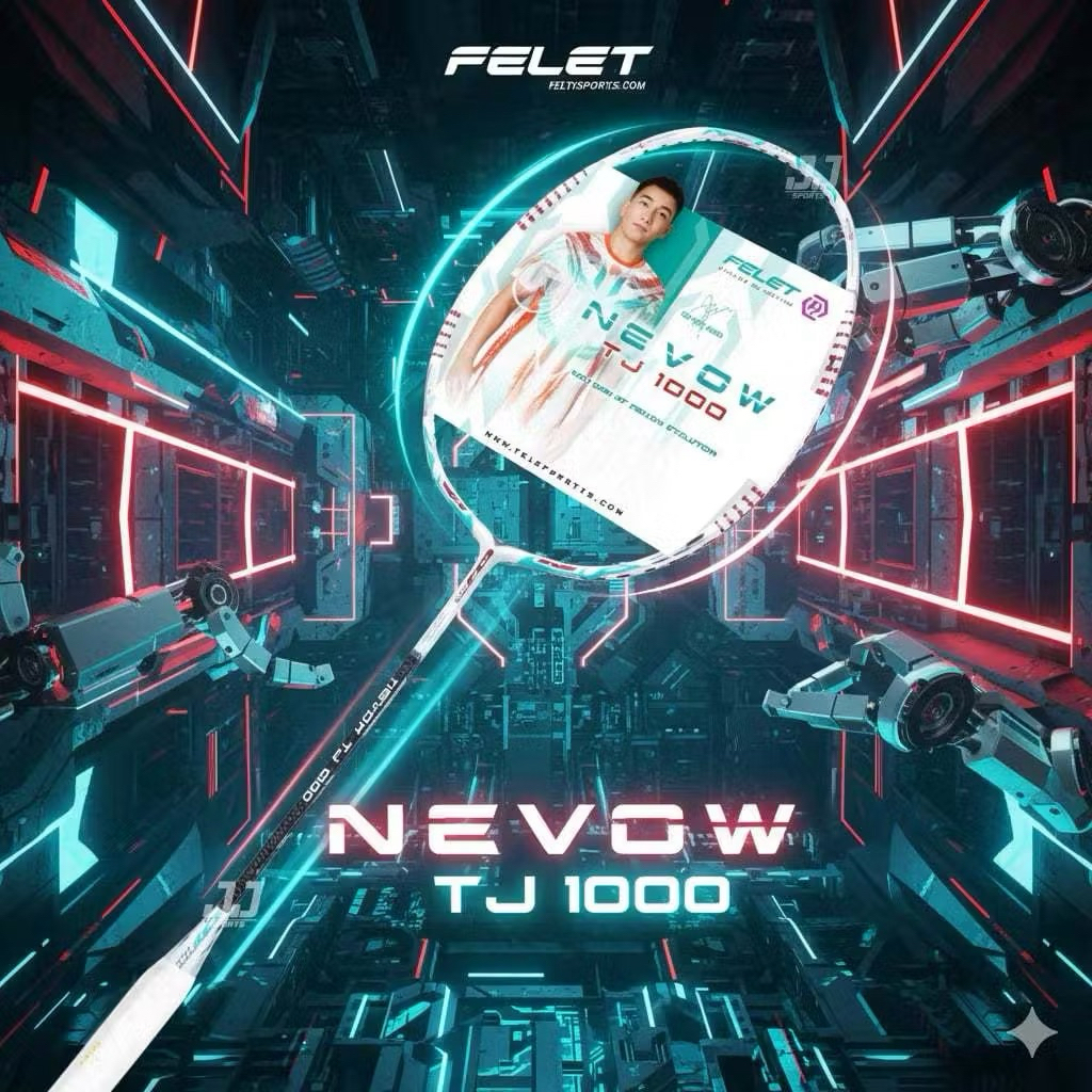 FELET ไม้แบดมินตัน  รุ่น NEVOW TJ 1000 ประกันไทย แถมเอ็น RIGCORE พร้อมขึ้น BOXSET +กริป