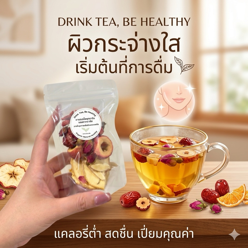 ชาแอปเปิ้ล 水果茶 ชาแอปเปิ้ลพุทราจีน  สูตรเพื่อสุขภาพตามฉบับจีน บำรุงผิว เคล็ดลับฉบับพส.จีน