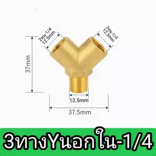 ข้อต่อทองเหลือง 3ทางแบบต่างๆ เกลียวปะปา BSP 1/4 1/2