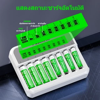 PUJIMAX เครื่องชาร์จถ่าน 8ช่อง ถ่านชาร์จ AA AAA Ni-MH 1.2V สำหรับรถบังคับ รีโมททีวี ป้องกันชาร์จเกิน