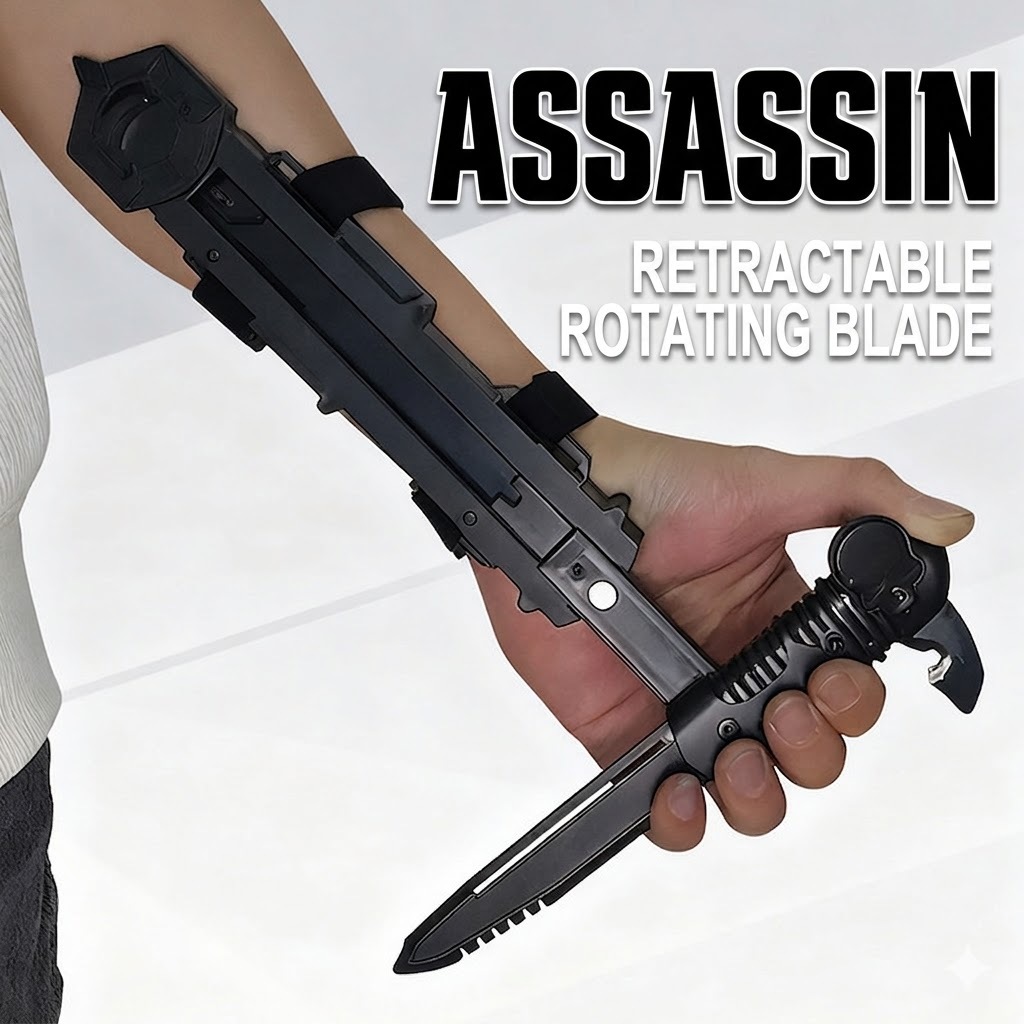 [ของสะสม] ปลอกแขน Hidden Blade พลาสติก Assassin's Creed สามารถหมุนควงเล่นได้ อุปกรณ์คอสเพลย์ ไม่มีความคม