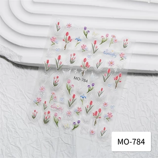 Nawoelite nail sticker อุปกรณ์ทำเล็บ สติ๊กเกอร์ 5D ดอกไม้น่ารักสดใส สำหรับ DIY ตกแต่งเล็บ แบบพกพา ใช้ง่าย