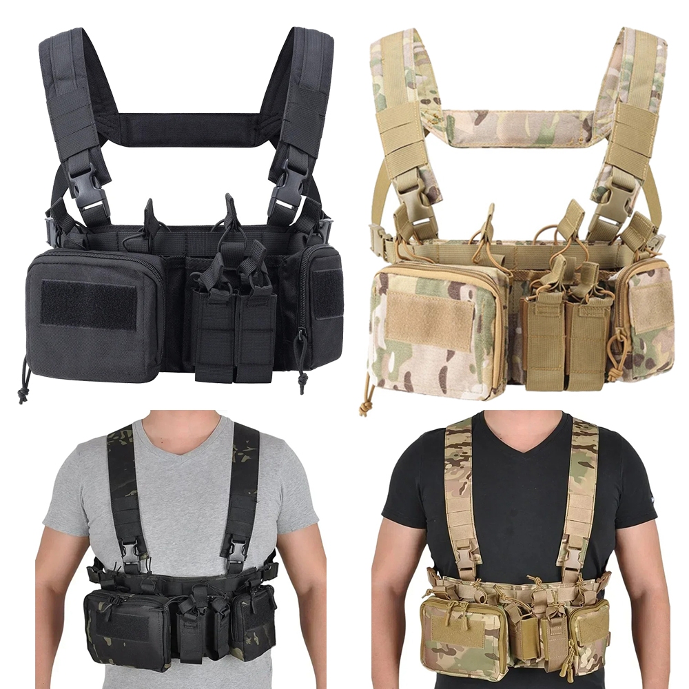 ยุทธวิธี Modular หน้าอกเกียร์เสื้อกั๊กกลางแจ้ง CS สงครามเกมยุทธวิธีเสื้อกั๊กไนลอนกระเป๋า MOLLE เอวไนลอนกระเป๋าเกียร์