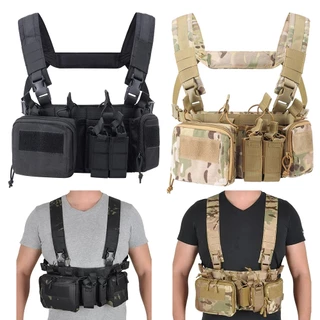 ยุทธวิธี Modular หน้าอกเกียร์เสื้อกั๊กกลางแจ้ง CS สงครามเกมยุทธวิธีเสื้อกั๊กไนลอนกระเป๋า MOLLE เอวไนลอนกระเป๋าเกียร์