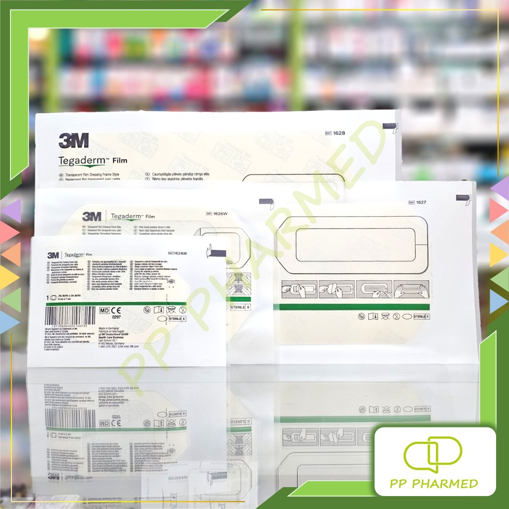 3M Tegaderm Film ฟิล์มปิดแผลกันน้ำ Transoarent Flim Dressing Frame Style ซอง1ชิ้น