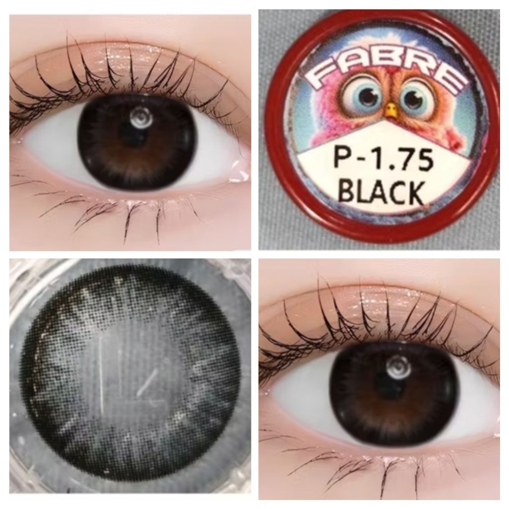 คอนแทคเลนส์ ขนาด M รุ่น Fabre สีดำ/Black มีสายตา (0.00)-(-7.00) เปลี่ยนแทนทุกเดือน