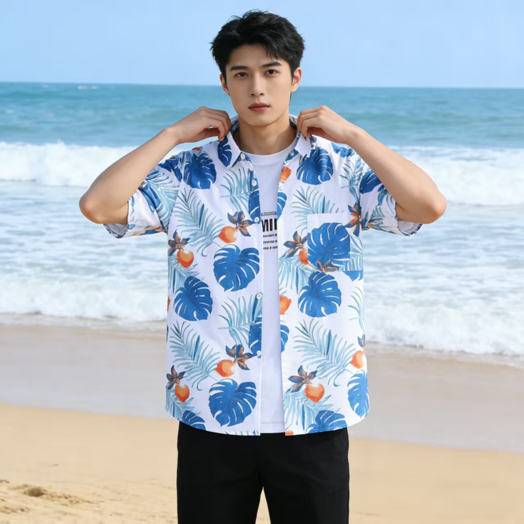 ส่งในไทย เสื้อลายดอก เสื้อเชิ้ตฮาวาย ใส่ได้ทั้งชายและหญิง ผ้าเเห้งเร็ว ใส่สบาย – โปรปัง