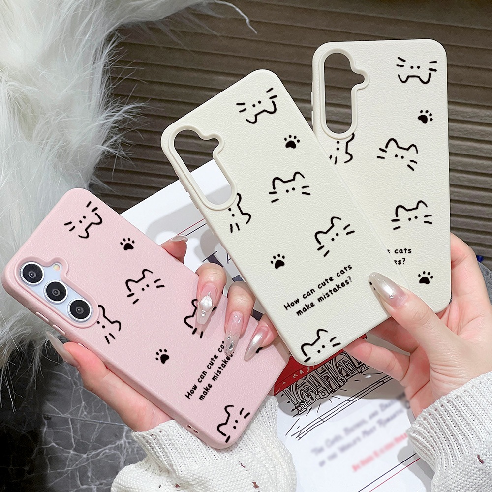 เคส For Samsung A56 A07 A55 A16 A05S A17 A15 A54 S24 FE A36 A06 A35 S25 S26 Ultra A34 A26 A53 S23 Ultra สติกเกอร์แมว