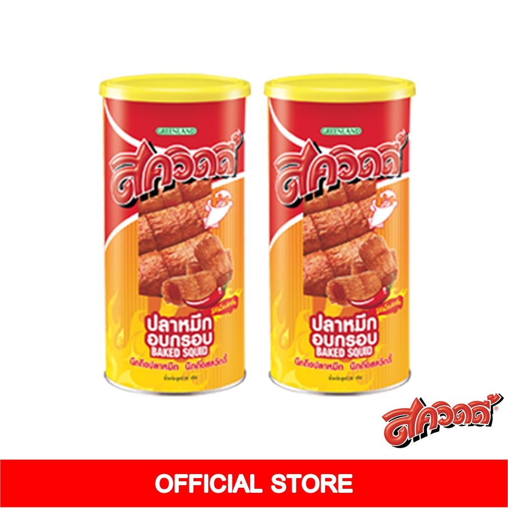 [Pro 1/4-10/4] สควิดดี้ปลาหมึกอบกรอบรสเผ็ดสะเด็ด 90 กรัม Set 2 กระป๋อง