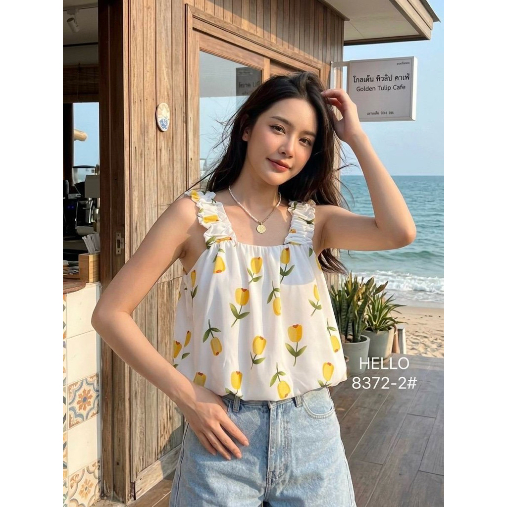 เสื้อสายเดี่ยวจั้มยางยืด ผ้าชีฟองมีซับใน 2 ชั้น ชายบอลลูนน่ารักมาก ราคา ถูกที่สุด ดีลบีเคเค แกลเลอรีภาพที่ 4