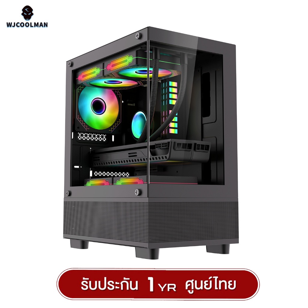เคสคอมพิวเตอร์ WJCOOLMAN Borus Mini Panorama Tempered Glass M-ATX Gaming Case (NO FAN)(AIO240) รับปร