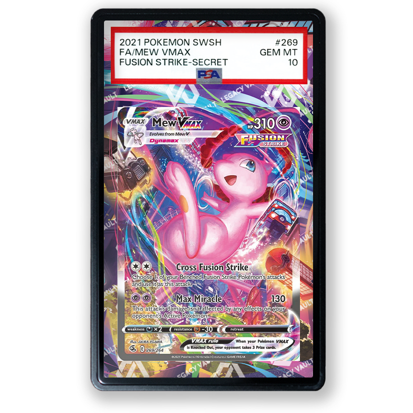 Mew VMAX #269 Pokemon Fusion Strike / #119 Pokemon Japanese Fusion Arts Extended Art For PSA