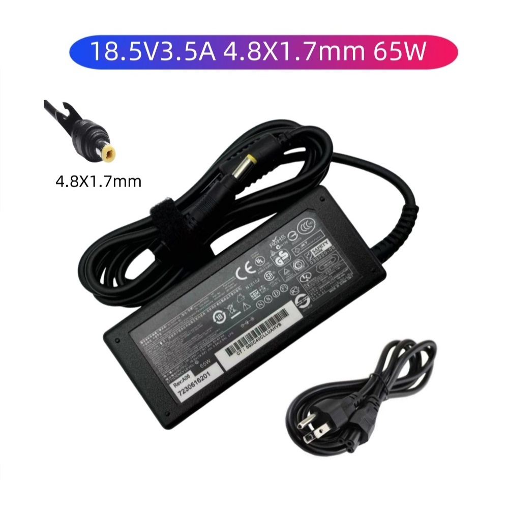 OEM อะแดปเตอร์ HP Compaq  18.5V3.5A (4.8x1.7mm) หัวเหลือง (Black)