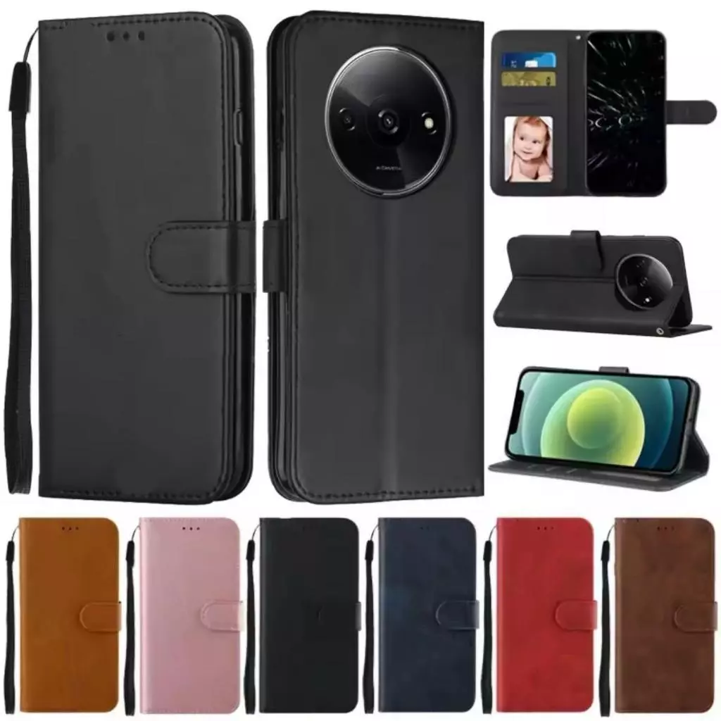 เคสแบบพับได้สำหรับ Xiaomi Redmi A3 A1 A2 A1Plus A2Plus เคสกระเป๋าหนัง ใส่บัตร ป้องกันโทรศัพท์ แม่เหล็กล็อค แถมสาย
