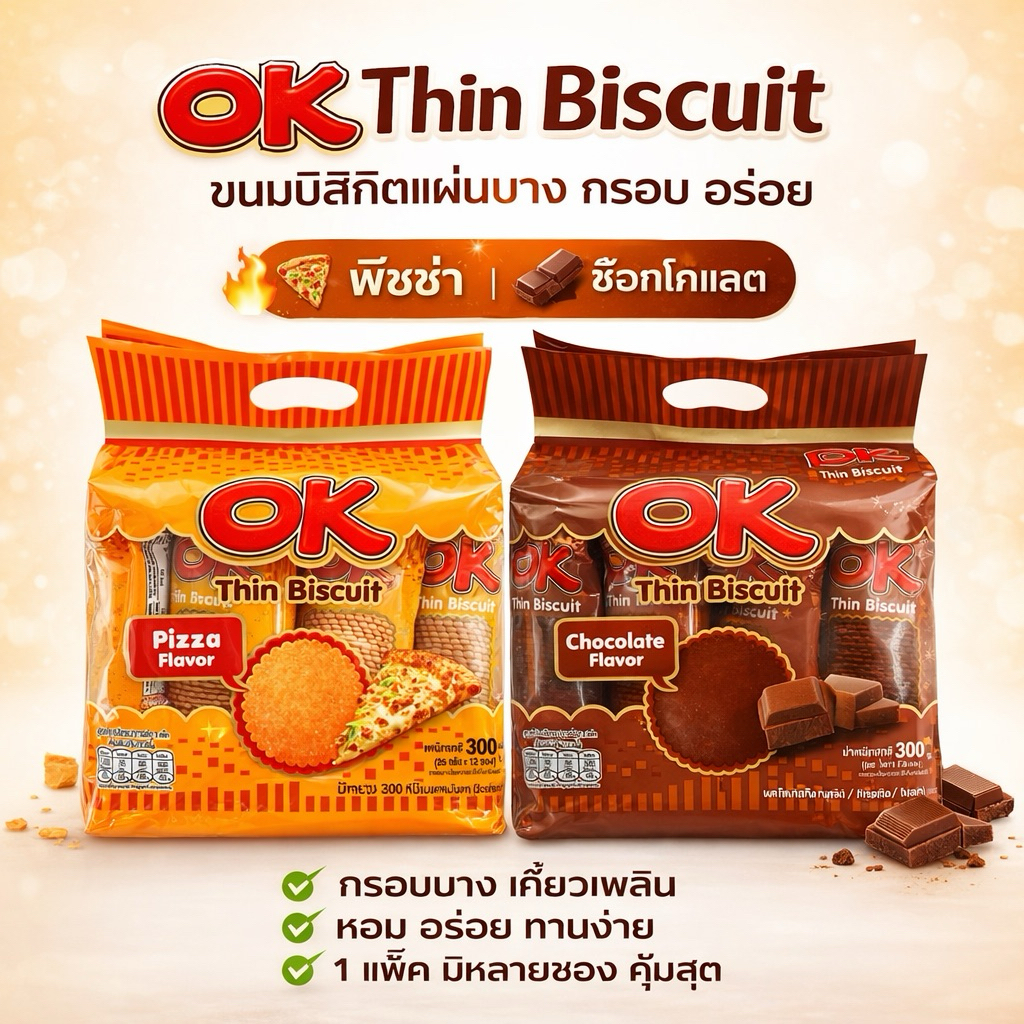 OK Fruity Biscuit บิสกิตผลไม้ สตรอว์เบอร์รี่ & แอปเปิล