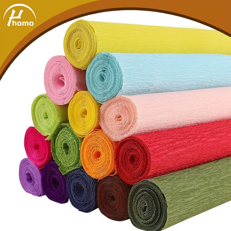 250 * 25cm Crinkled Crepe กระดาษของขวัญดอกไม้ห่องานแต่งงานงานรื่นเริง Party Decor DIY หัตถกรรมพับ