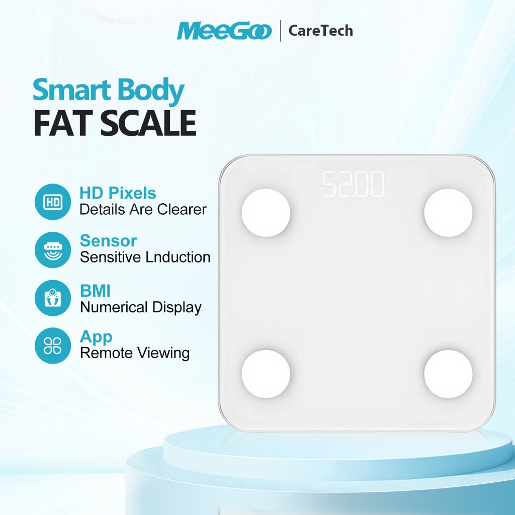 MeeGoo เครื่องชั่งน้ำหนักอัจฉริยะ วัดไขมันวัดBMI สุขภาพครบวงจร เชื่อมต่อแอป Fitdays ได้