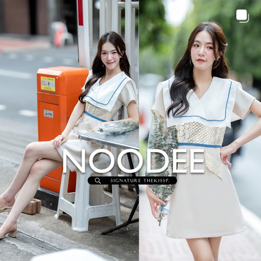 NooDee Need Noodle' dress : NDNN : special LIMITED COLLECTION +free DENIM BELT( เข็มขัดผ้ายีนต์ถอดออกจากชุดได้)